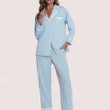 Knitted Jersey  Long Sleeve Buttoned Pajama Set