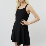 Weft-Knitted Black Sports Camisole Dress