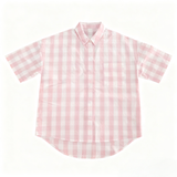 Woven Plain  Plaid Short Sleeve Pajama Set