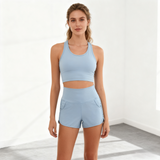 Weft-Knitted Yoga Light Purple Sports Shorts