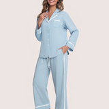 Knitted Jersey  Long Sleeve Buttoned Pajama Set