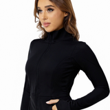 Weft-Knitted Nylon-Spandex Solid Color Sports Jacket