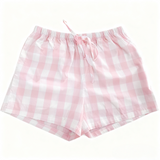 Woven Plain  Plaid Short Sleeve Pajama Set